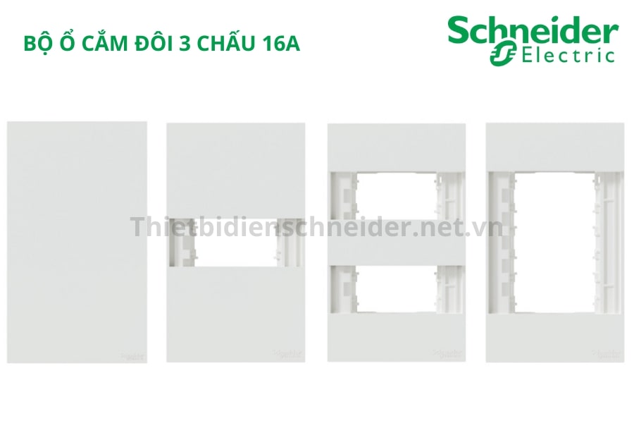 Mẫu mã bộ ổ cắm đôi 3 chấu 16A Schneider