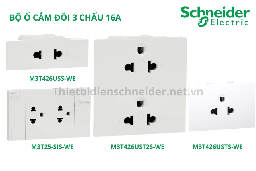 Một số bộ ổ cắm đôi 3 chấu Schneider Avatar On A