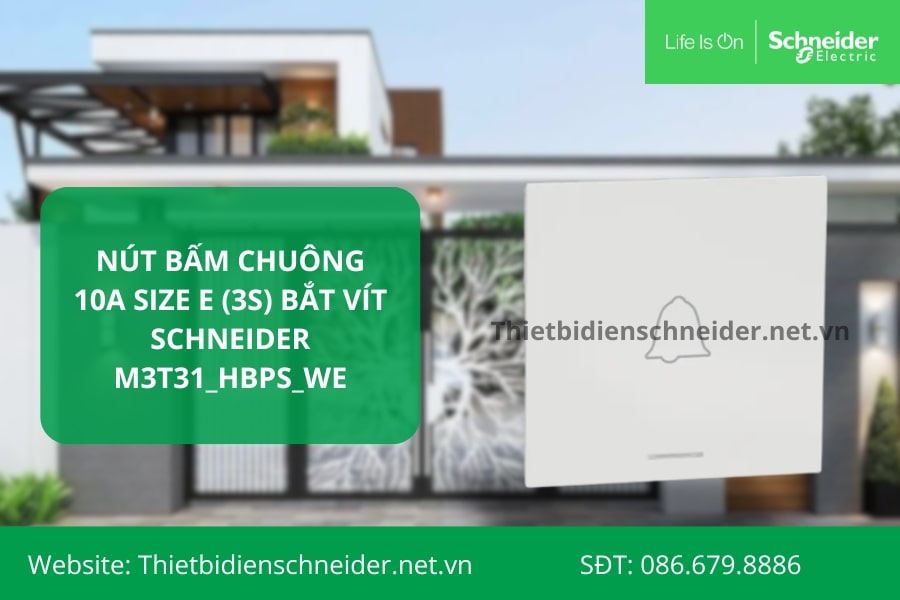 Nút bấm chuông 10A Size E Schneider M3T31_HBPS_WE có bắt vít