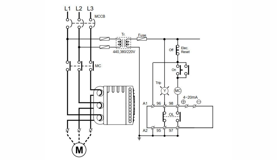 Sơ đồ đấu nối EOCR-IFM420 Schneider