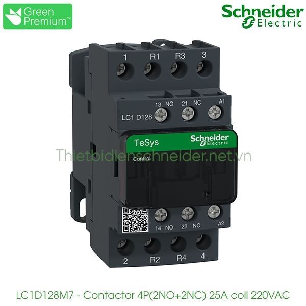 LC1D128M7 Schneider - Contactor 4P(2NC+2NO), 25A, coil 220VAC