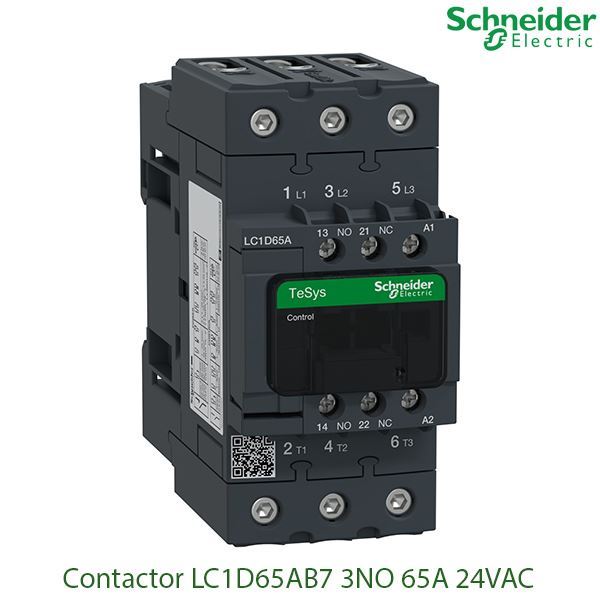 LC1D65AB7 Schneider - Contactor (Khởi động từ) 3P(3NO), 65A, Coil 24VAC