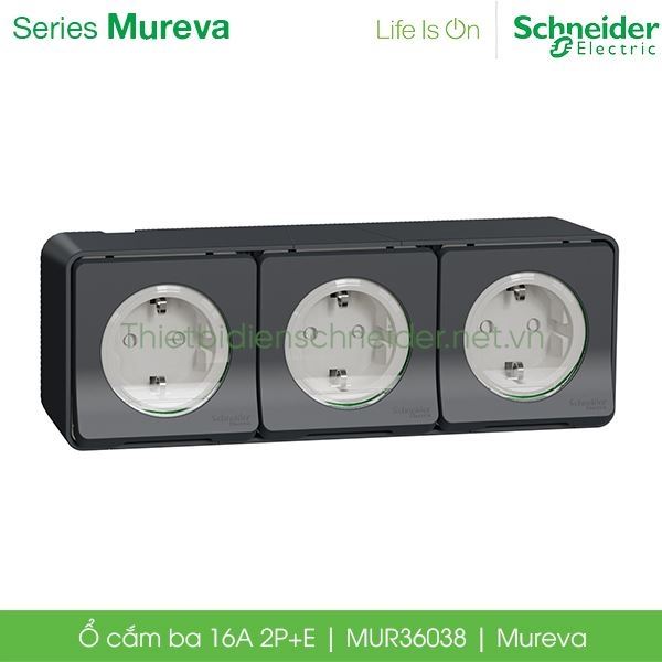 Bộ ổ cắm ba 16A MUR36038 Mureva Schneider