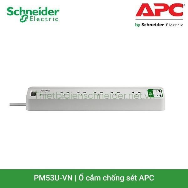 Ổ cắm chống sét 5 ổ cắm, 2 ố sạc USB 2.4A PM53U-VN