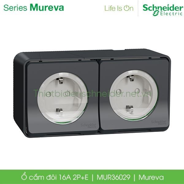 Bộ ổ cắm đôi 16A MUR36029 Mureva Schneider