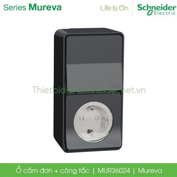 Bộ ổ cắm đơn có công tắc 10AX MUR36024 Mureva Schneider