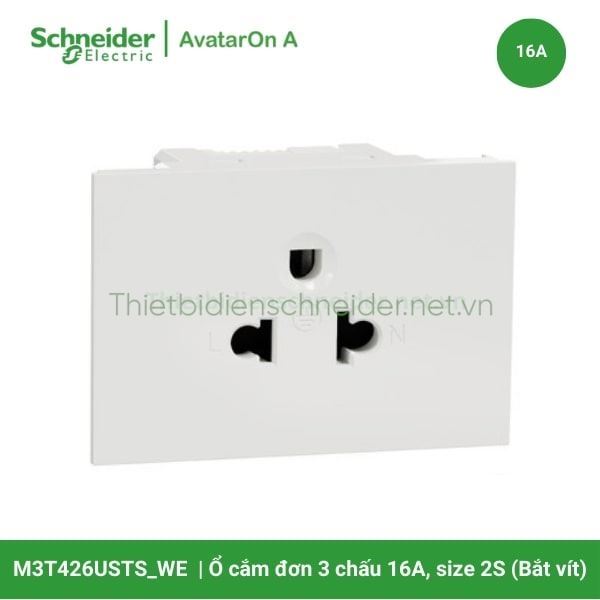 M3T426USTS_WE Schneider - Ổ cắm đơn 3 chấu 16A size 2S (Bắt vít)