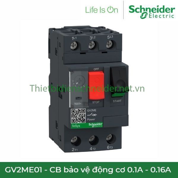 GV2ME01 Schneider - CB bảo vệ động cơ 0.1 - 0.16A